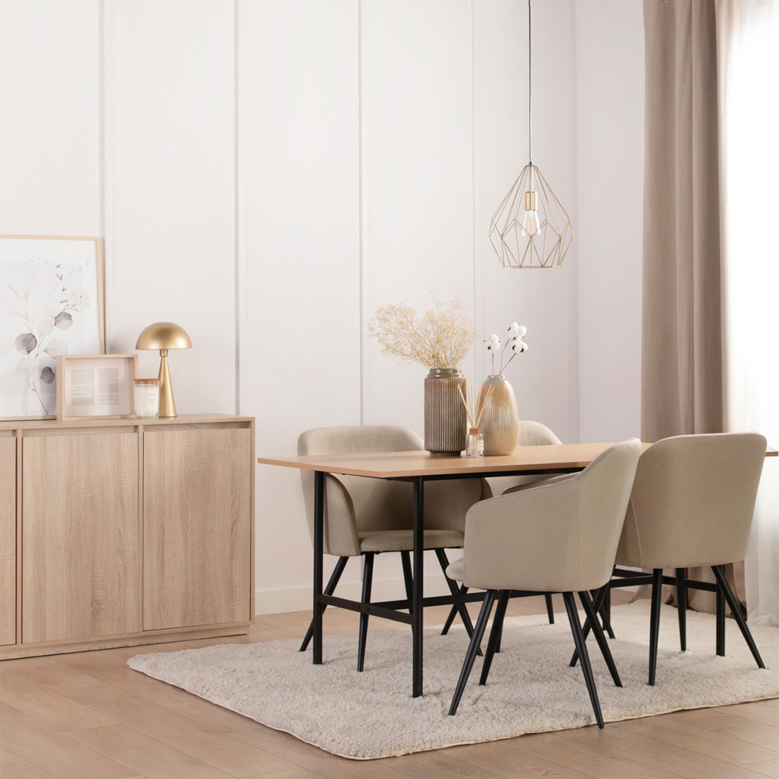 Silla De Comedor Tapizada Beige Liam | Klasthome