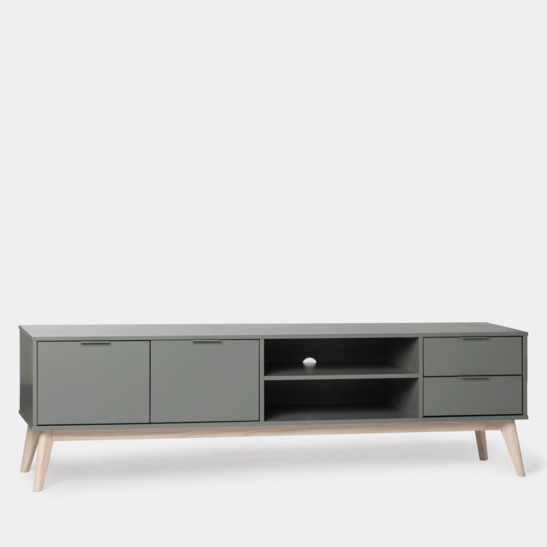 Mueble TV 180 lacado en verde antracita de estilo nórdico Troy