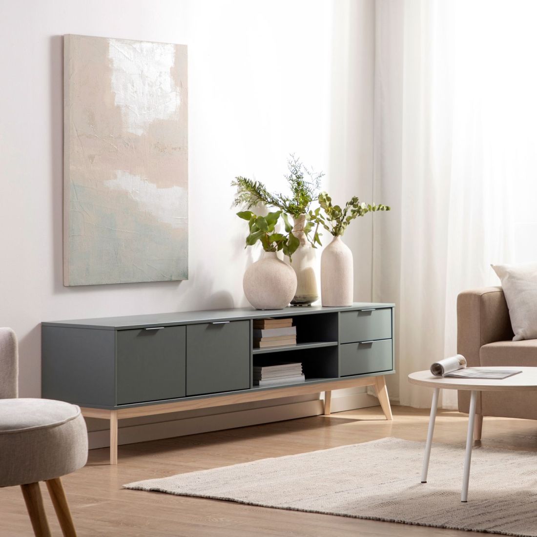 Mueble tv blanco de 180 cm  Al mejor precio — Qechic