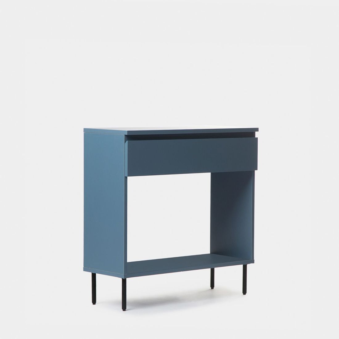 Mueble recibidor con cajón en madera color azul Esben