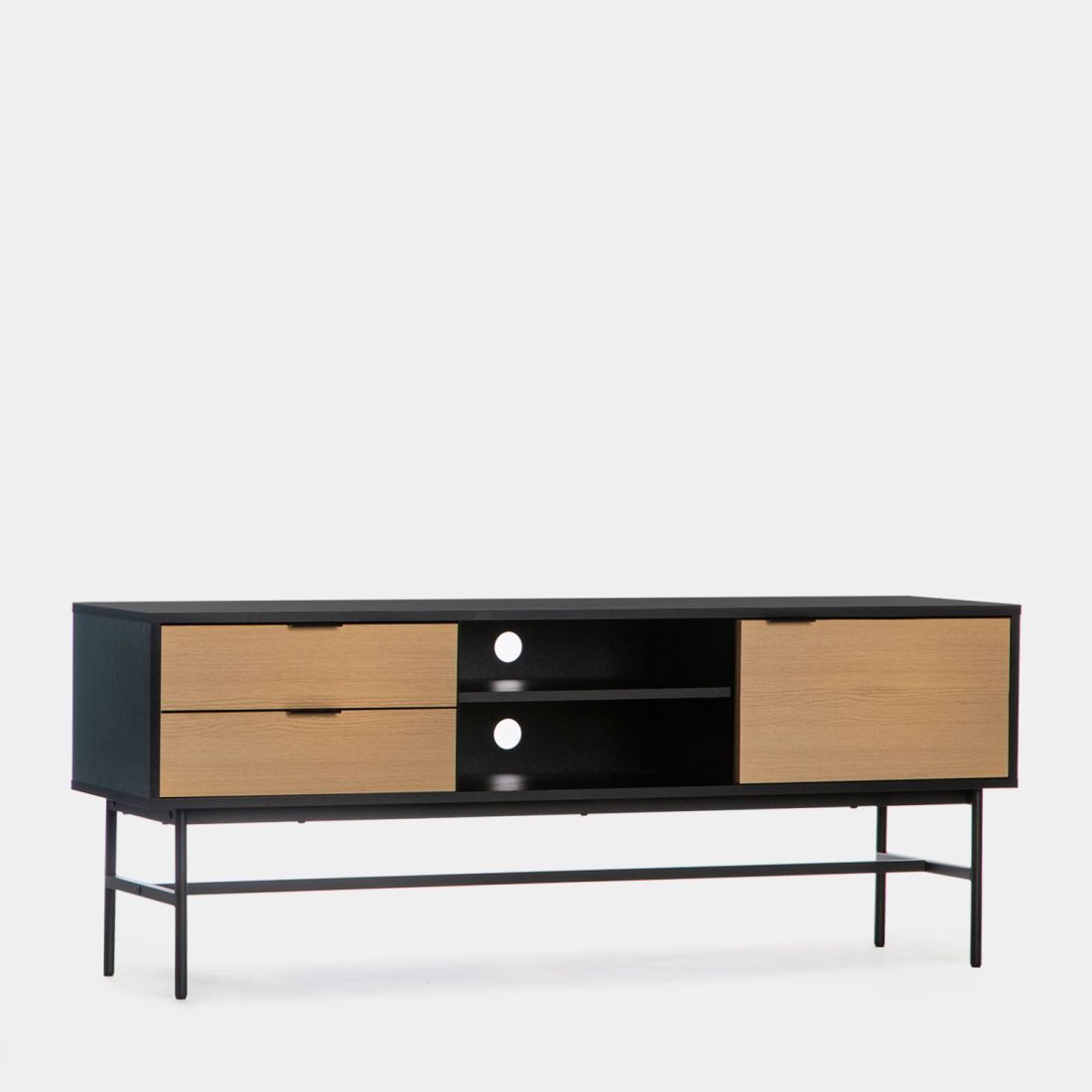 Mueble TV 150 en madera color natural y negro Copenhague