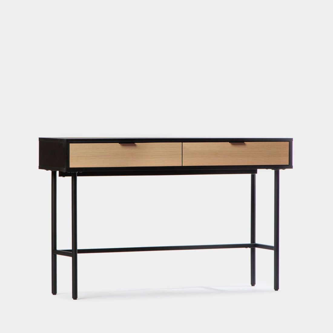 Mueble recibidor/escritorio en madera color natural y negro con pata negra Copenhague