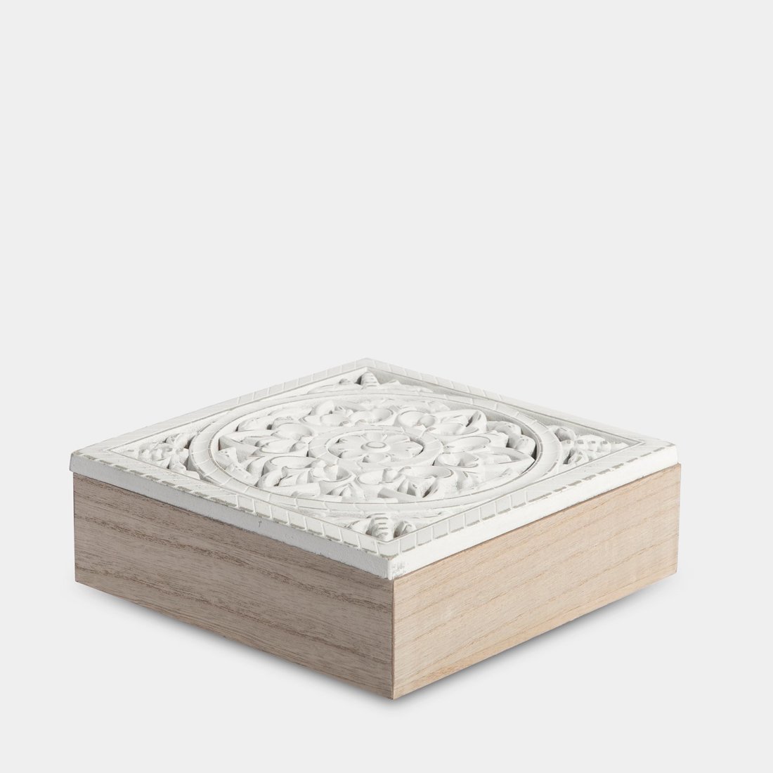 Caja decorativa cuadrada en blanco vintage Katas