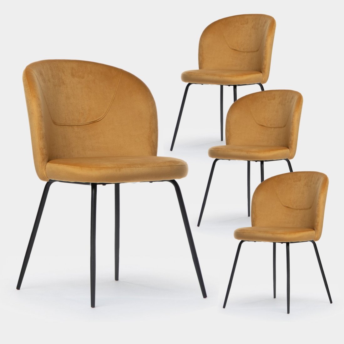 Pack de 4 sillas de comedor marrón estilo vintage