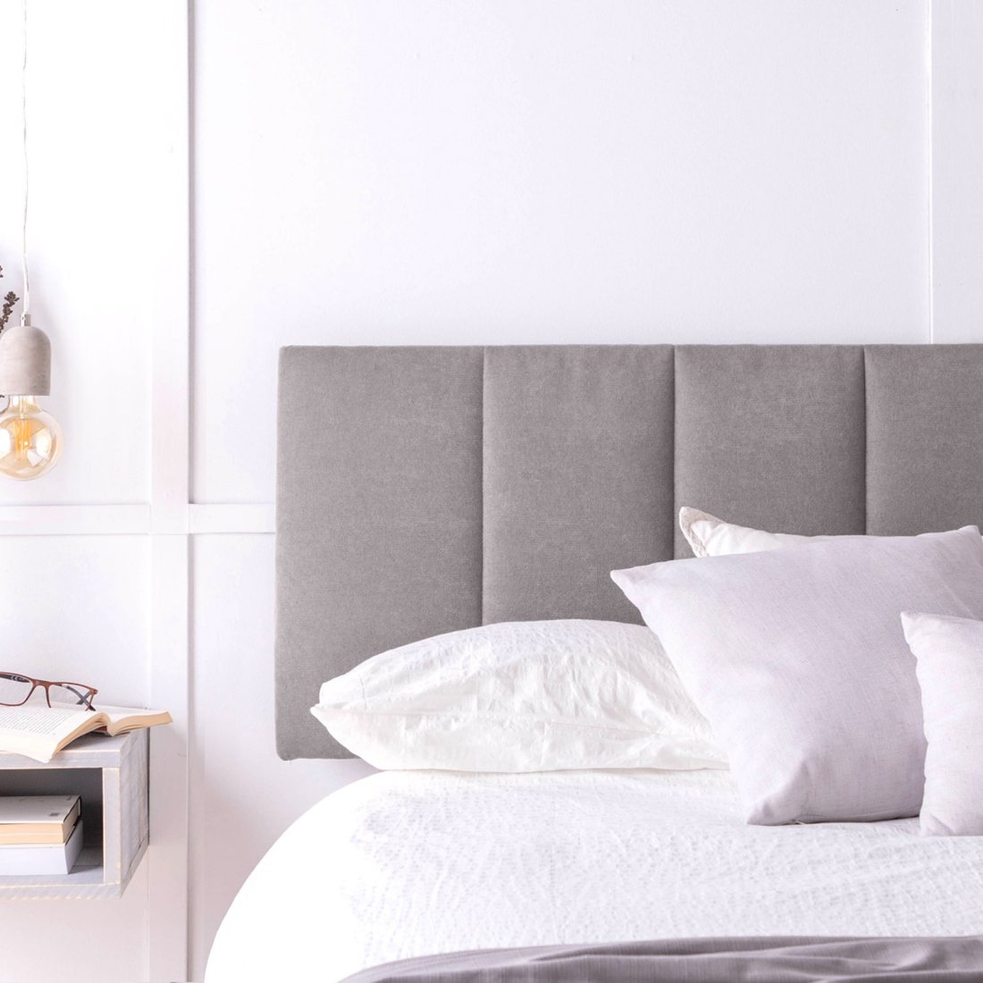 Cabecero tapizado para cama de 135, 150 y 160 color gris Corso