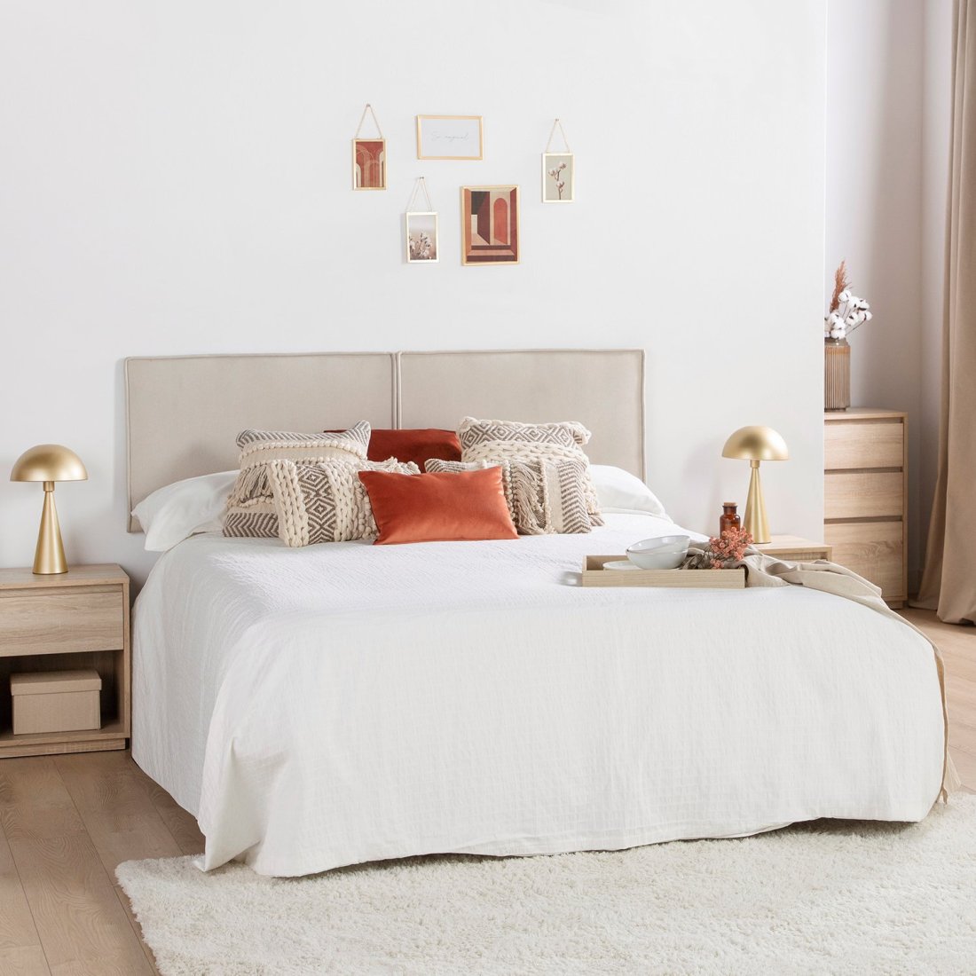 Cabecero tapizado para cama de 135, 150 y 160 color beige Malta