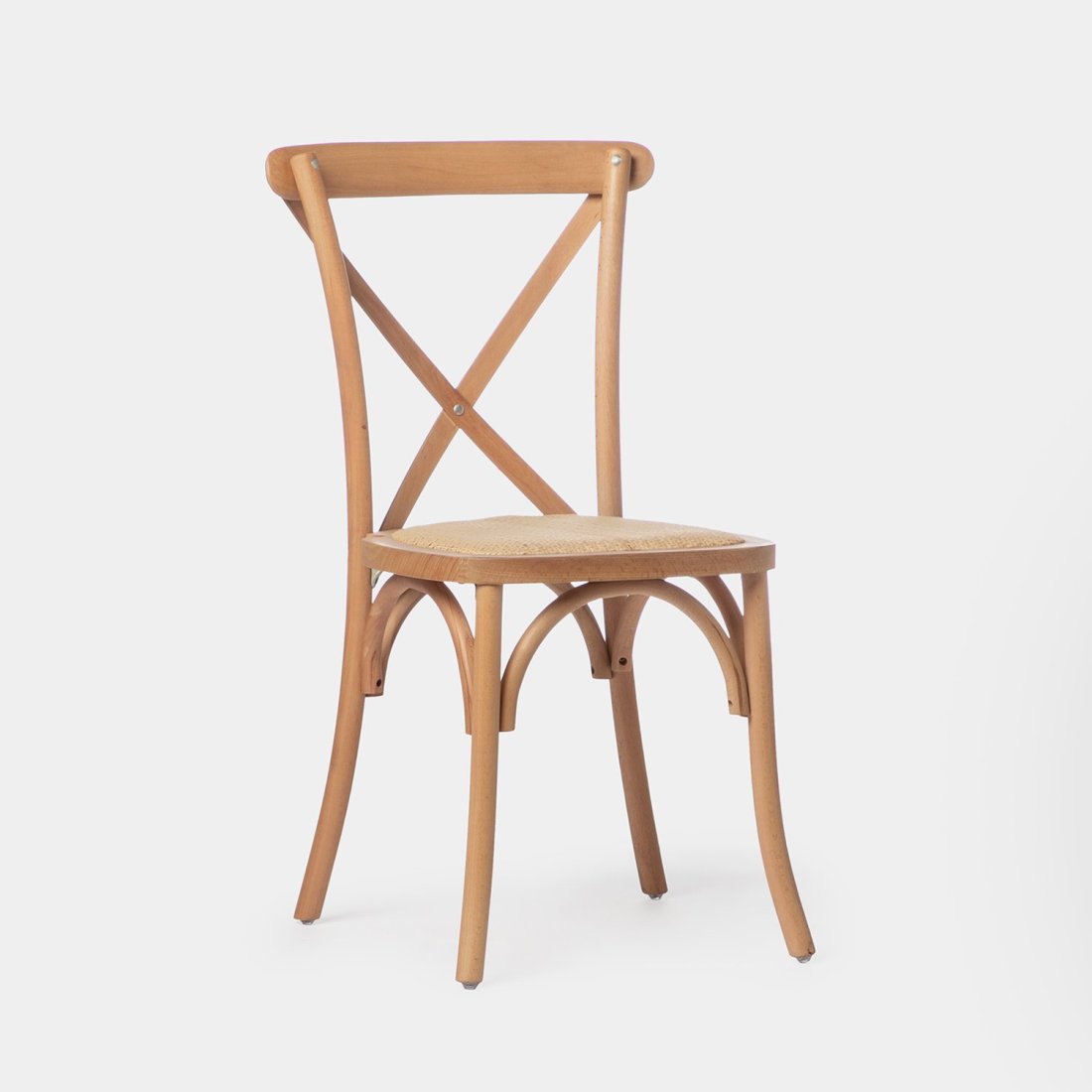 Silla de comedor en madera de haya color natural y ratán Mila