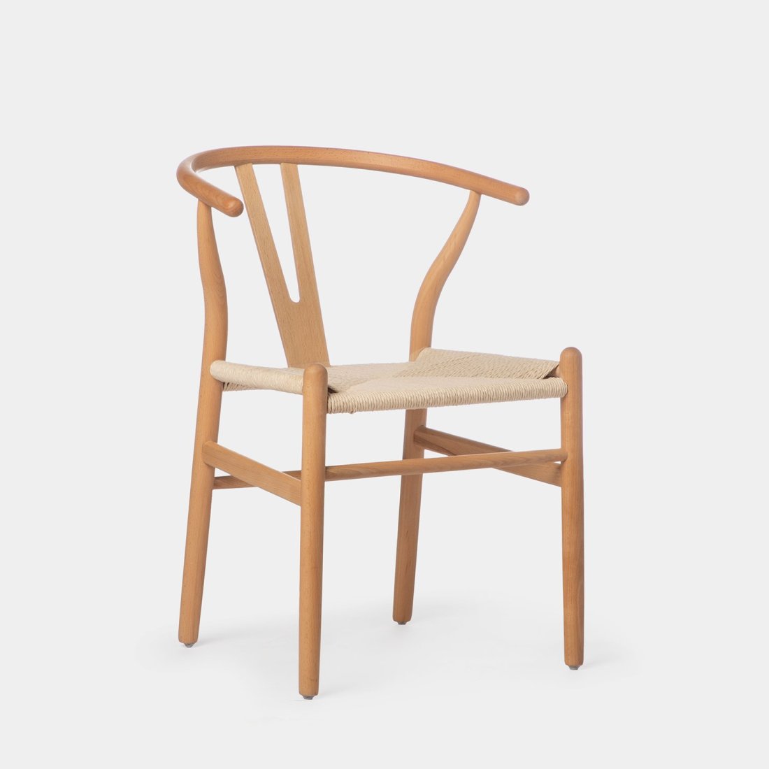 Silla de comedor en madera de haya color natural y cuerda Roni