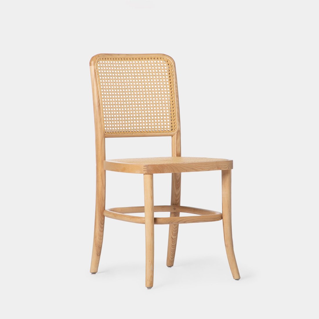 Silla en madera de hevea y ratán Ania