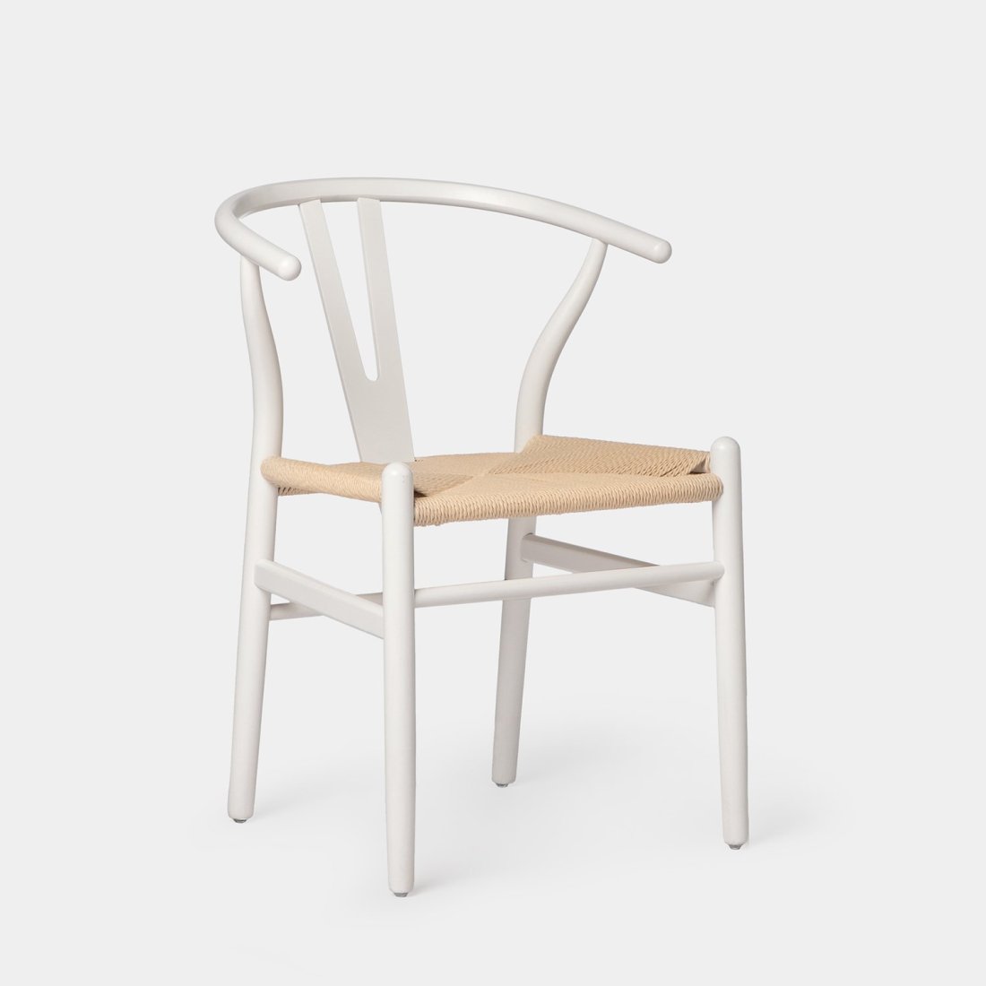 Silla en madera de haya color blanco y cuerda Roni