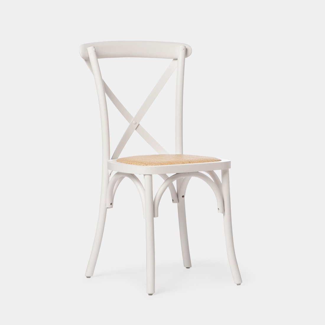 Silla de madera de haya color blanco y ratán Mila